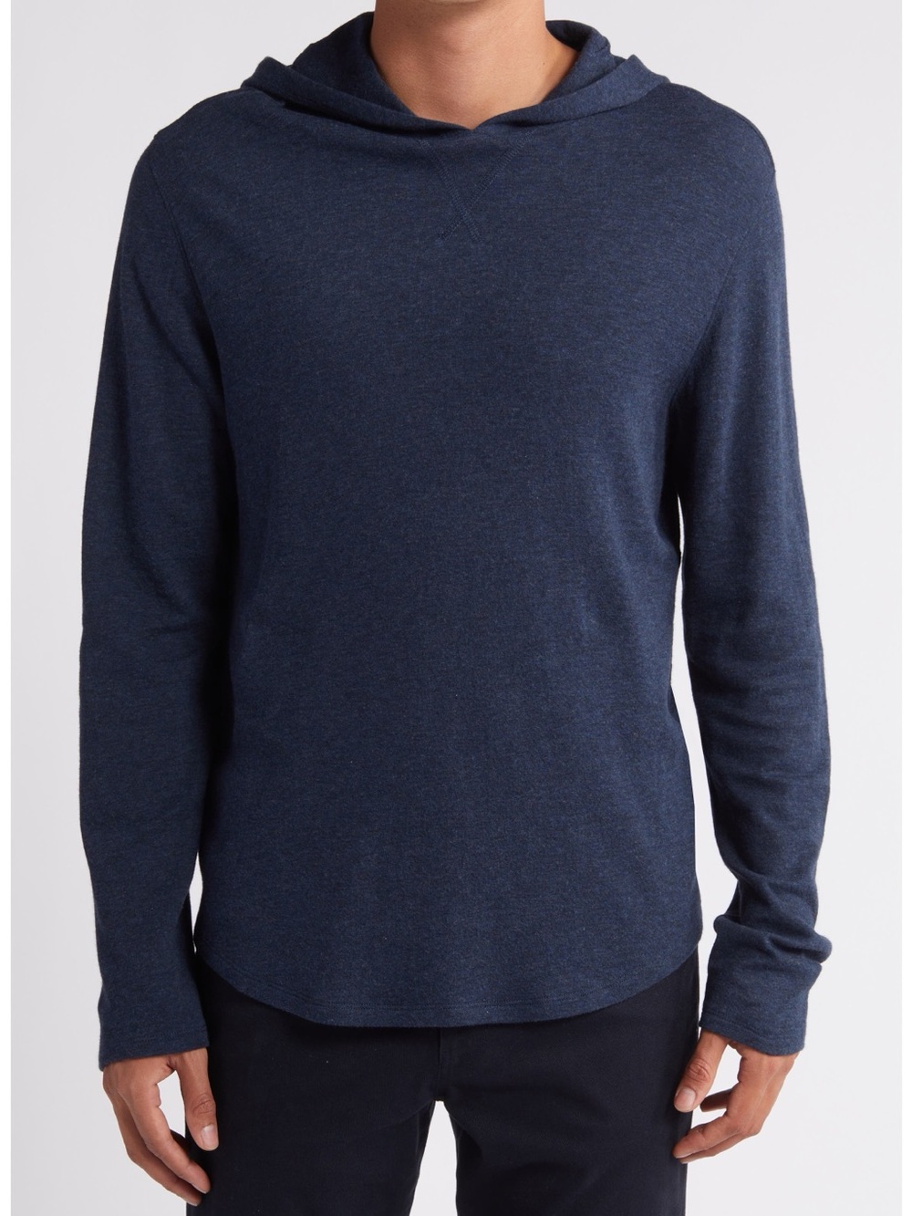 Vince Men's Navy Crewneck Pima Cotton Blend Hoodie